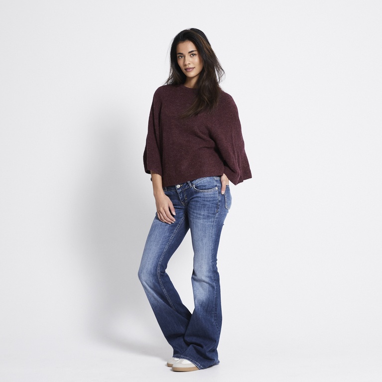 Wide sleeve knit tee "Perla" Plum